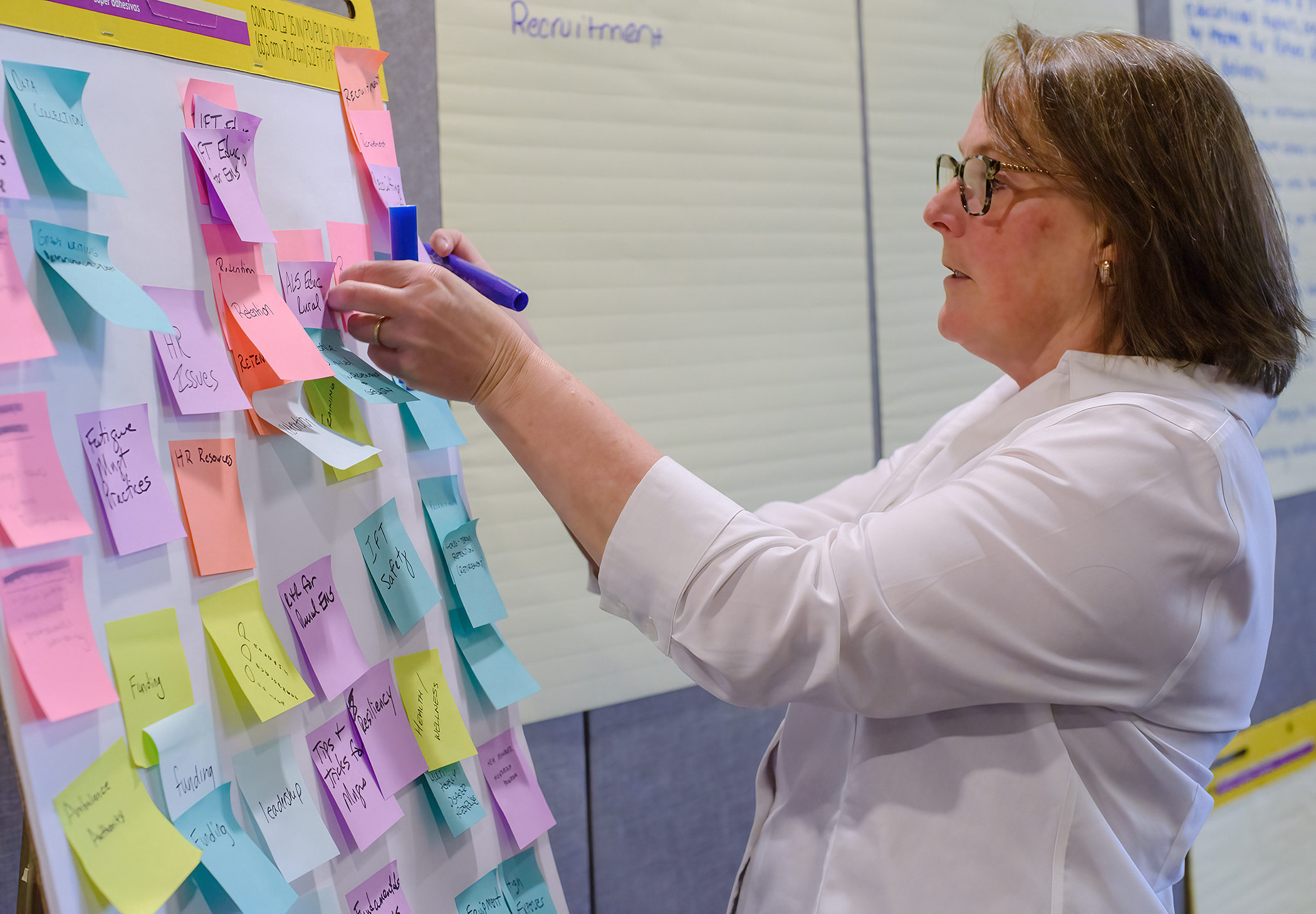 Sara Caffrey gided the discussions that delved into the shortcomings in EMS management training.